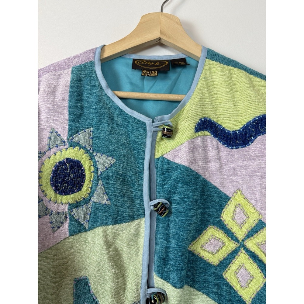 Alex Kim Embroidered Appliquéd‎ Beaded Jacket Womens Missy Large Art-to-Wear - Picture 7 of 14